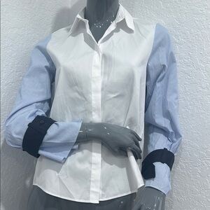 Stylish White and Blue Women's Top